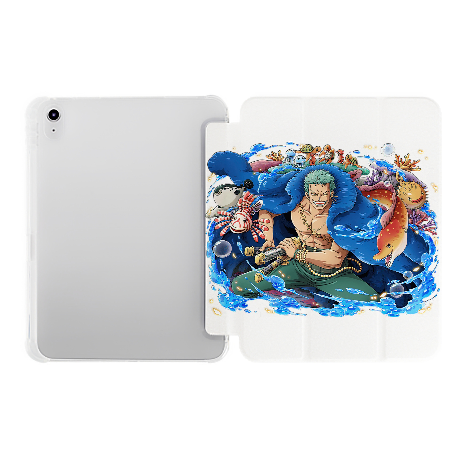 （画像用） ワンピース ロロノア・ゾロ ONE PIECE Roronoa Zoro IPad ケース ペン収納付き 三つ折りスタンド PUレザー×シリコン 対応機種9.5/10.5/10.9インチ